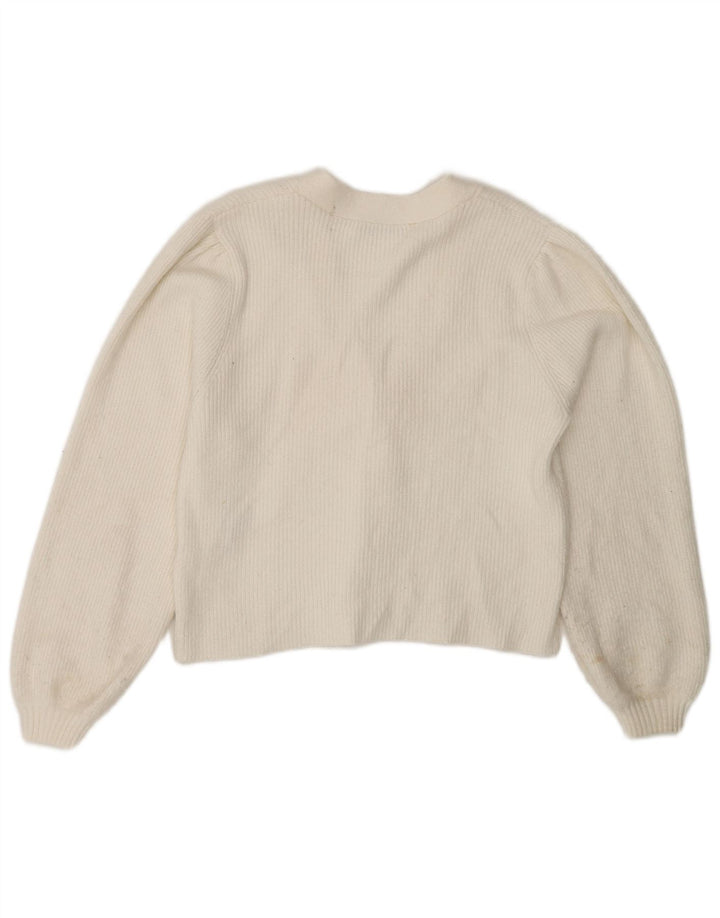 Sweter damski Zara UK 12, średni, biały, wiskoza