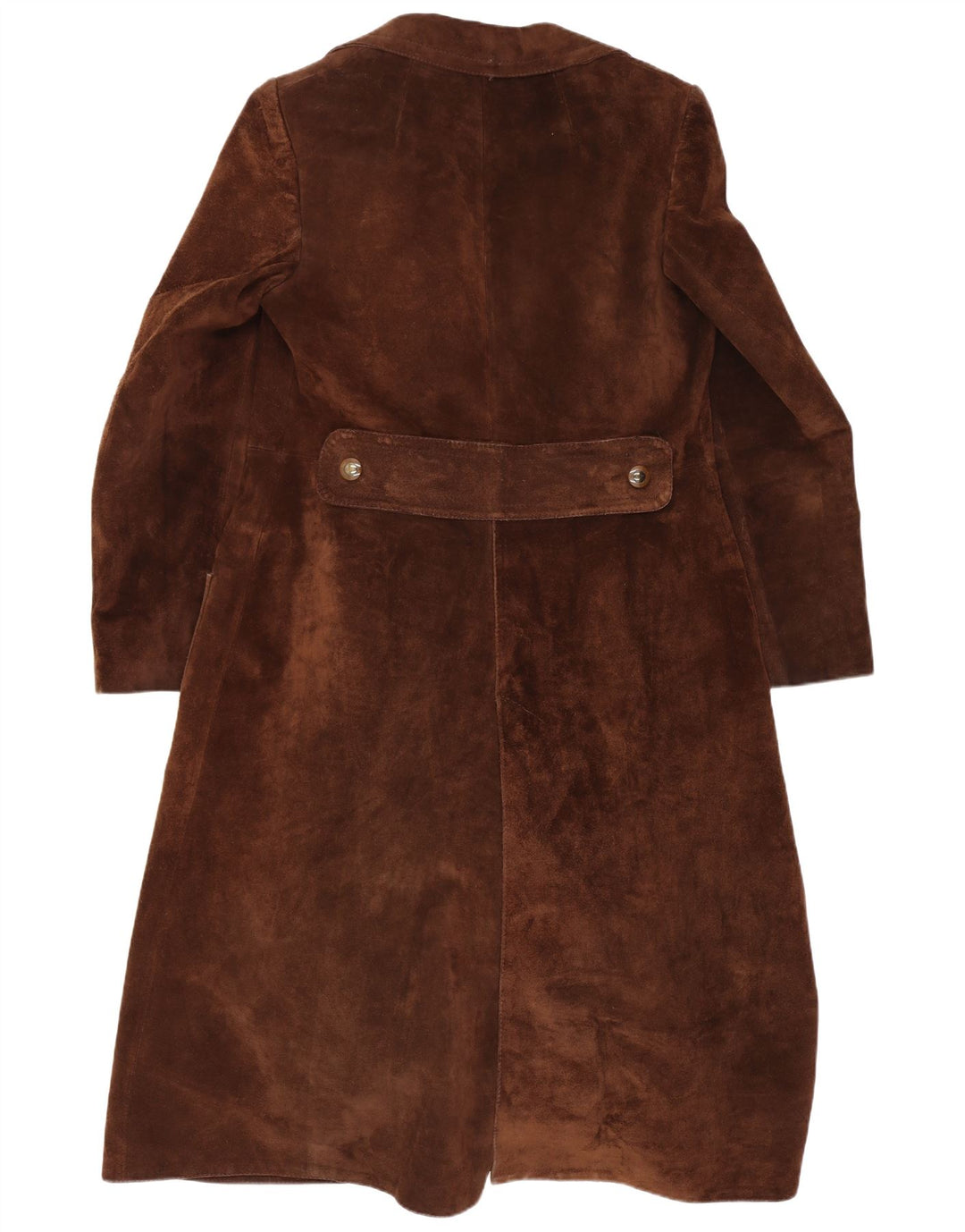 Vintage damski zamszowy płaszcz z podwójnymi piersiami UK 10 Small Brown