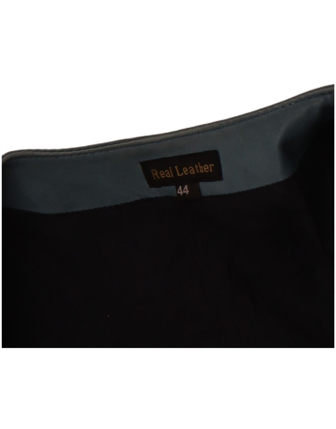 Damska skórzana kurtka VINTAGE z rękawem 3/4 IT 44 w kolorze średniego niebieskiego