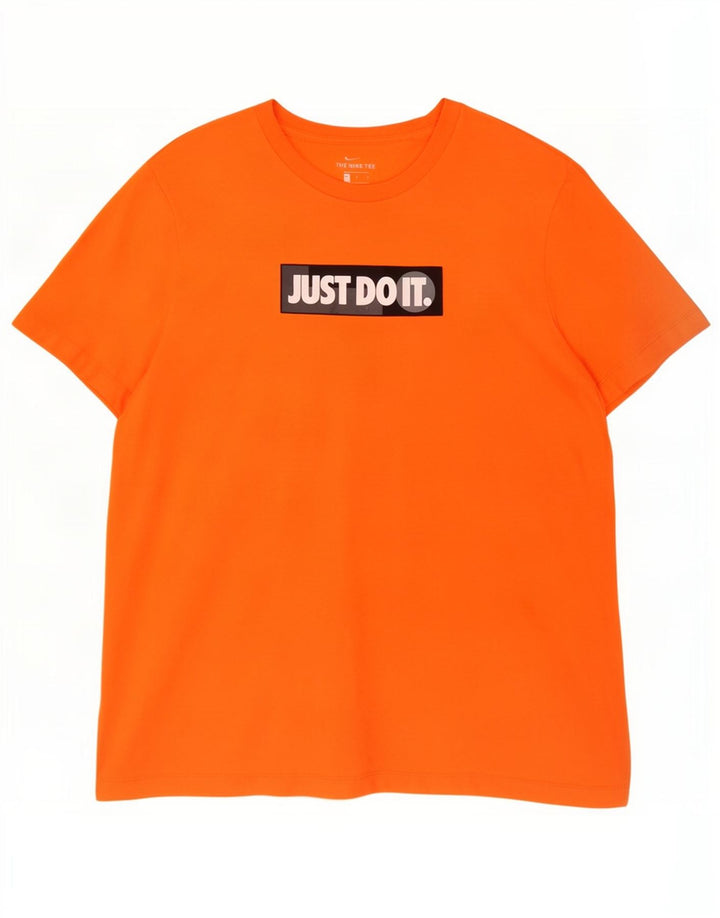 Męski T-shirt z grafiką Nike, duży, pomarańczowy, bawełniany