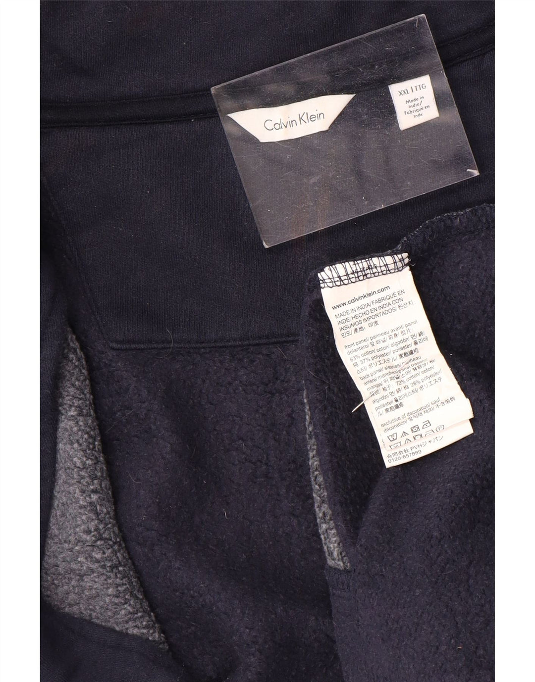 Męska kurtka dresowa CALVIN KLEIN 2XL, granatowa, z blokami kolorów, poliester