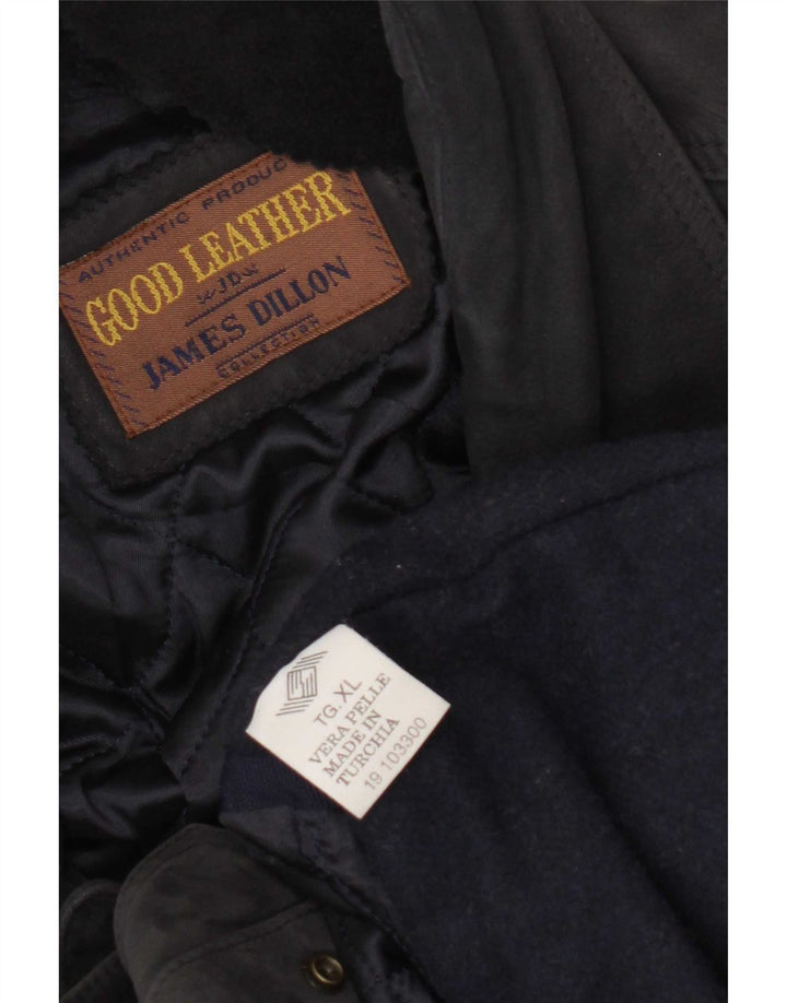 Zamszowa kurtka męska James Dillon UK 42 XL, granatowa, skórzana
