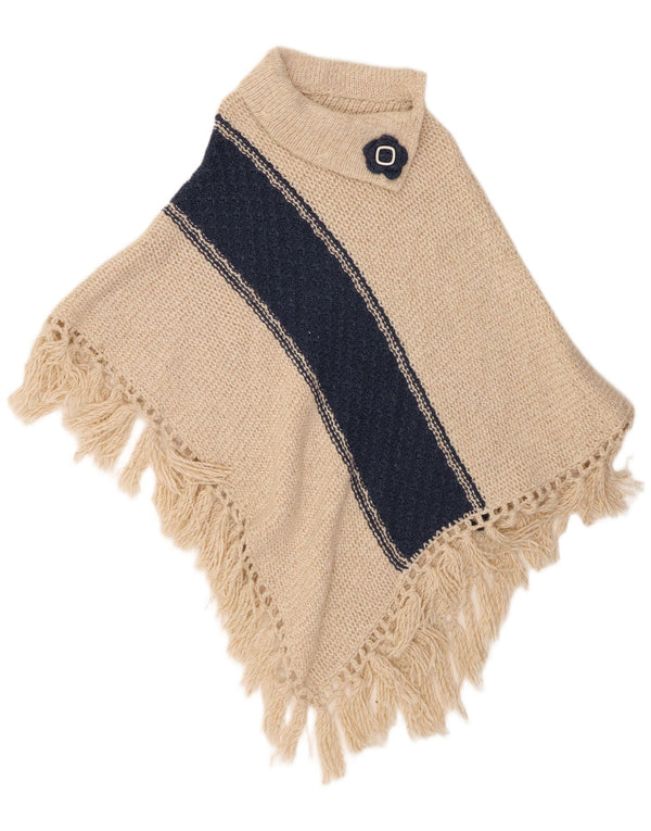 Damski sweter poncho VINTAGE w jednym rozmiarze, w kolorze beżowym