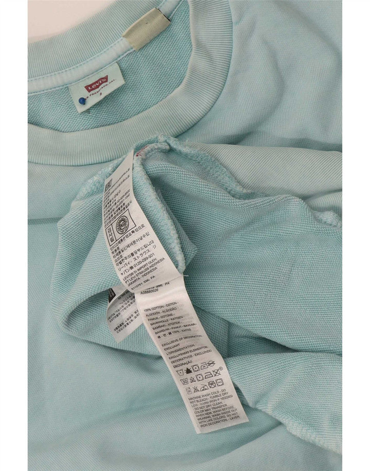 Męski sweter Levi's z grafiką i luźnym krojem, mały, turkusowy, bawełniany