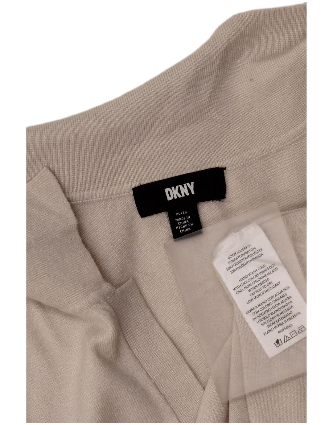Damska koszulka polo oversize bez rękawów Dkny UK 18 XL, szary, sztuczny jedwab
