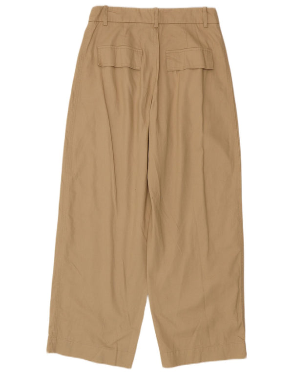 Zara Damskie spodnie chino o luźnym kroju z wysokim stanem, małe W26 L28 Beżowa bawełna