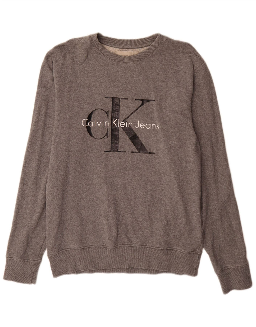 Męska bluza z grafiką Calvin Klein Jeans, średnioszara, nakrapiana