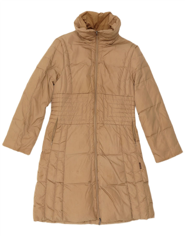 Damski ocieplany płaszcz Moncler, rozmiar 2, średni beż, poliamid