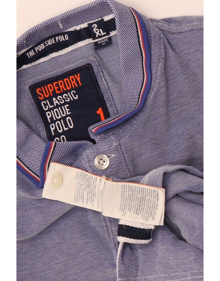 Męska koszulka polo SUPERDRY 2XL, niebieska, bawełniana