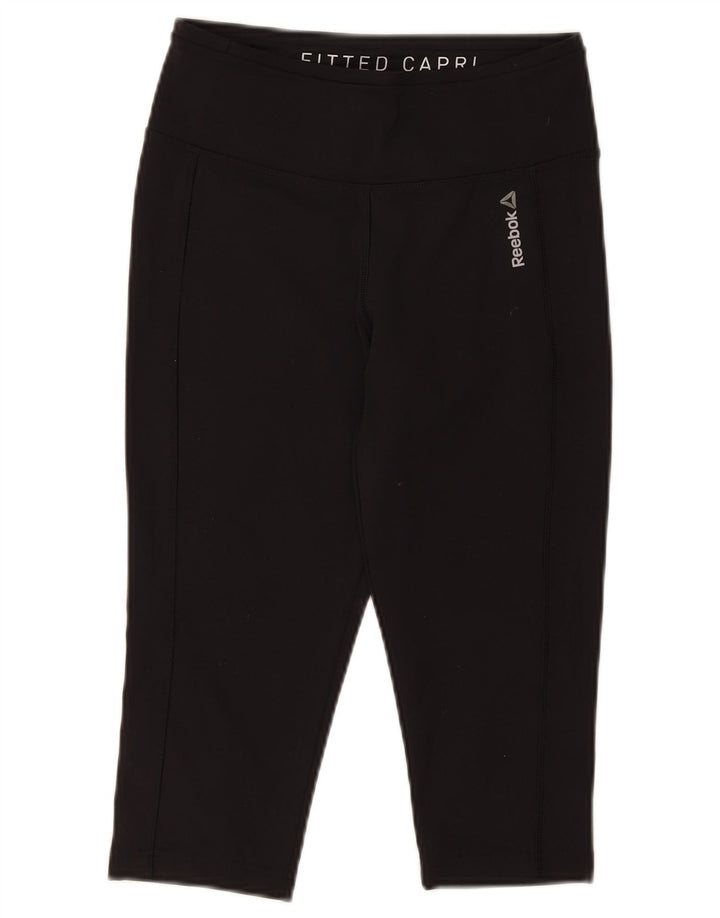 Damskie legginsy Reebok Capri UK 8/10, małe, czarne, poliestrowe