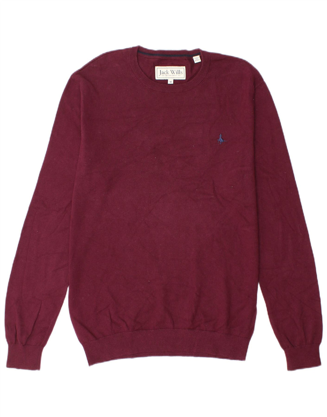 Męski sweter Jack Wills z okrągłym dekoltem, średnia bordowa bawełna