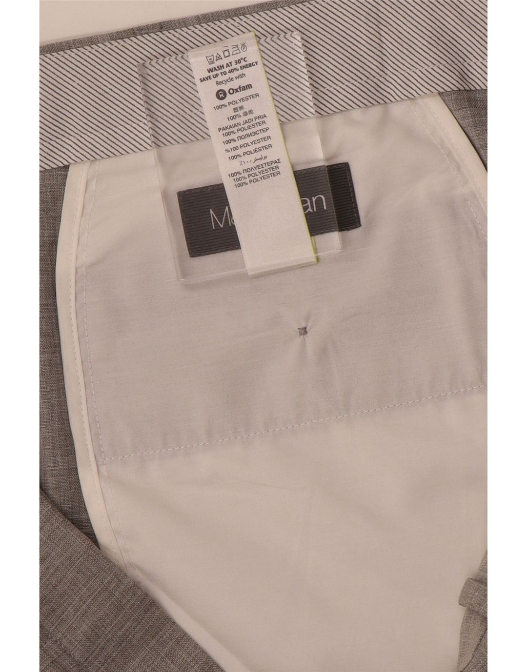 Marks & Spencer Męskie proste spodnie garniturowe W42 L33 Szary poliester