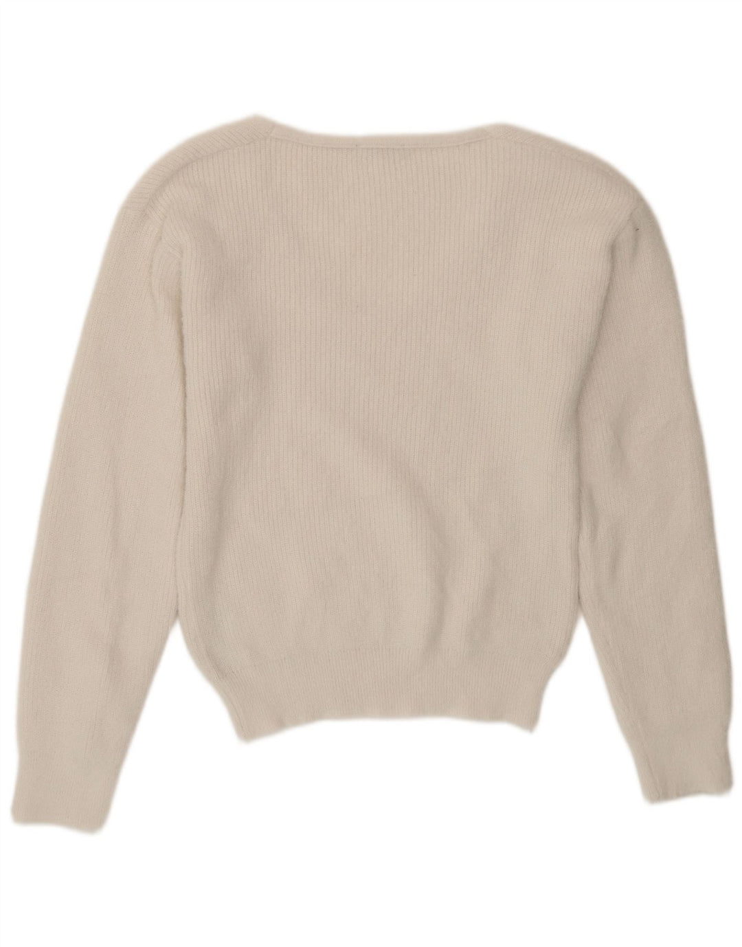 Damski sweter Zara z dekoltem w kształcie litery V, UK 10, mały, biały poliester