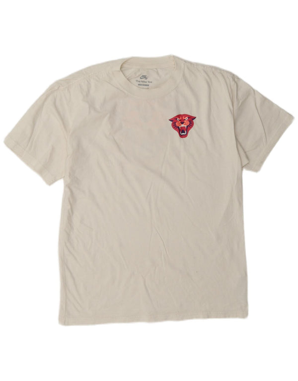 Męski T-shirt z grafiką Nike SB Panther o luźnym kroju, mały, biały, bawełniany