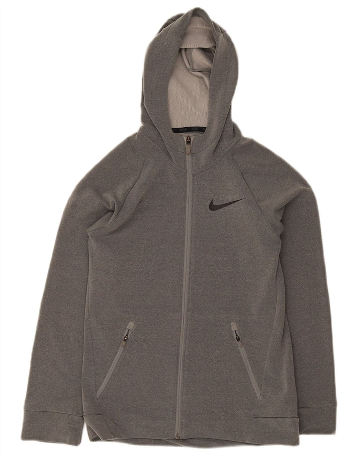 Damski sweter z kapturem i zamkiem Nike Dri Fit UK 14, duży, szary poliester