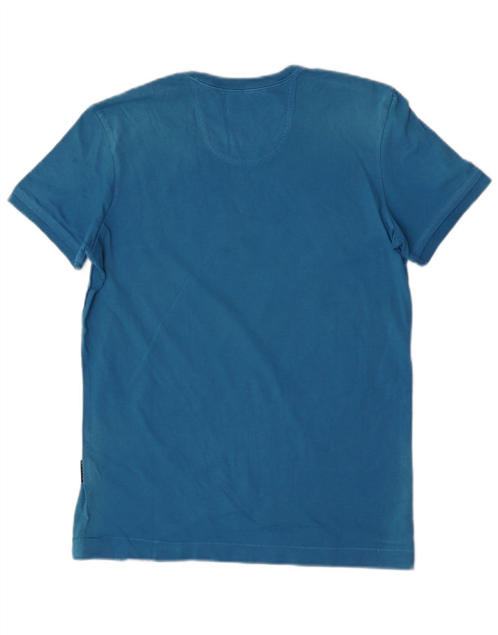 Męski T-shirt z grafiką Sisley, mały, niebieski, bawełniany