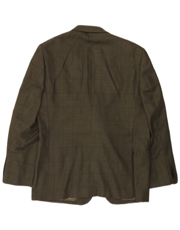 JAEGER Męska marynarka zapinana na 2 guziki, UK 42 XL, wełniana krata khaki