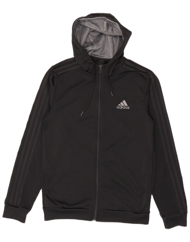 Adidas Męski sweter z kapturem i zamkiem błyskawicznym UK 38/40 Średni czarny poliester