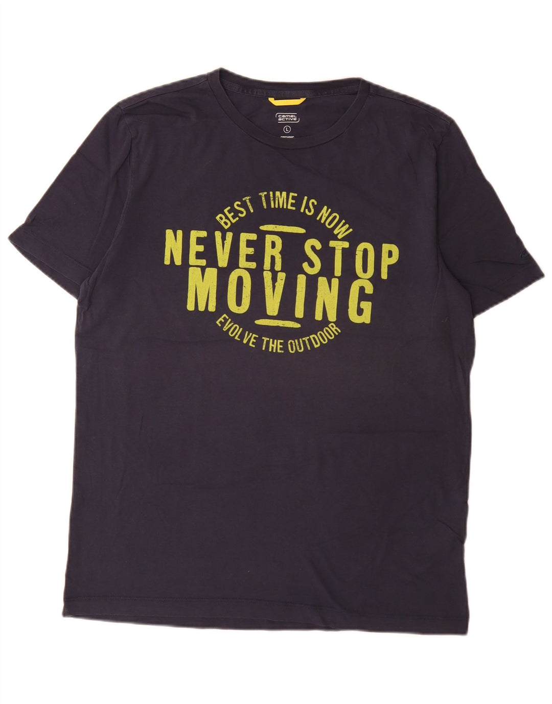 Camel Active Męski T-shirt z grafiką, duży, granatowy, bawełniany