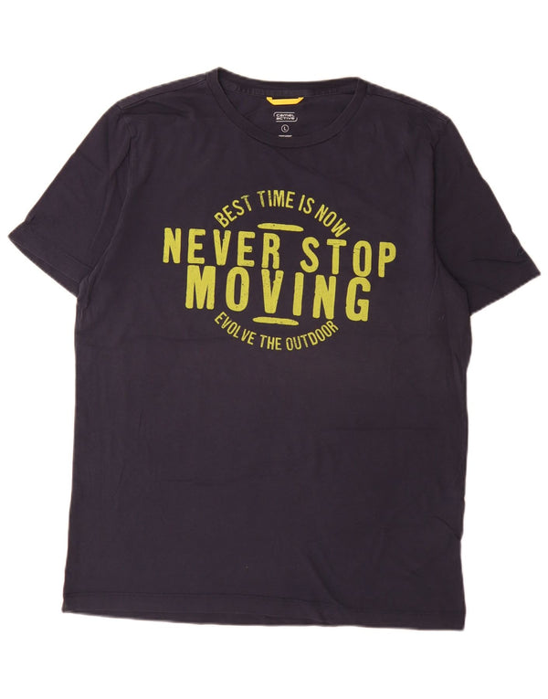 Camel Active Męski T-shirt z grafiką, duży, granatowy, bawełniany