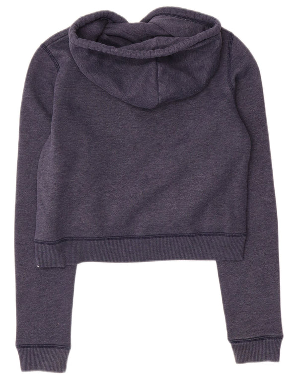 Damski sweter z kapturem Hollister Graphic Crop UK 6 XS, granatowy, bawełniany