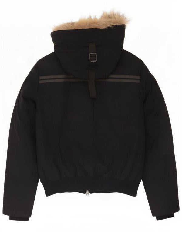Museum Mens Hooded Padded Jacket UK 38 Medium Navy Blue Cotton