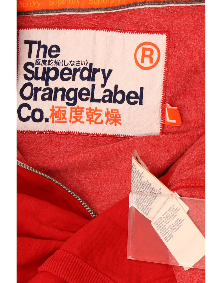 Męski sweter z kapturem i zamkiem błyskawicznym Superdry, duży, czerwony, bawełniany