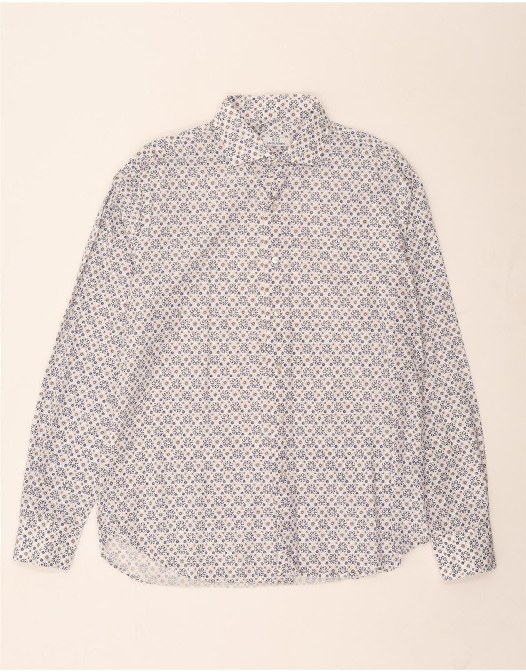 Koszula męska Ritz, rozmiar 44 17 1/2 XL, biała, bawełniana w kwiaty