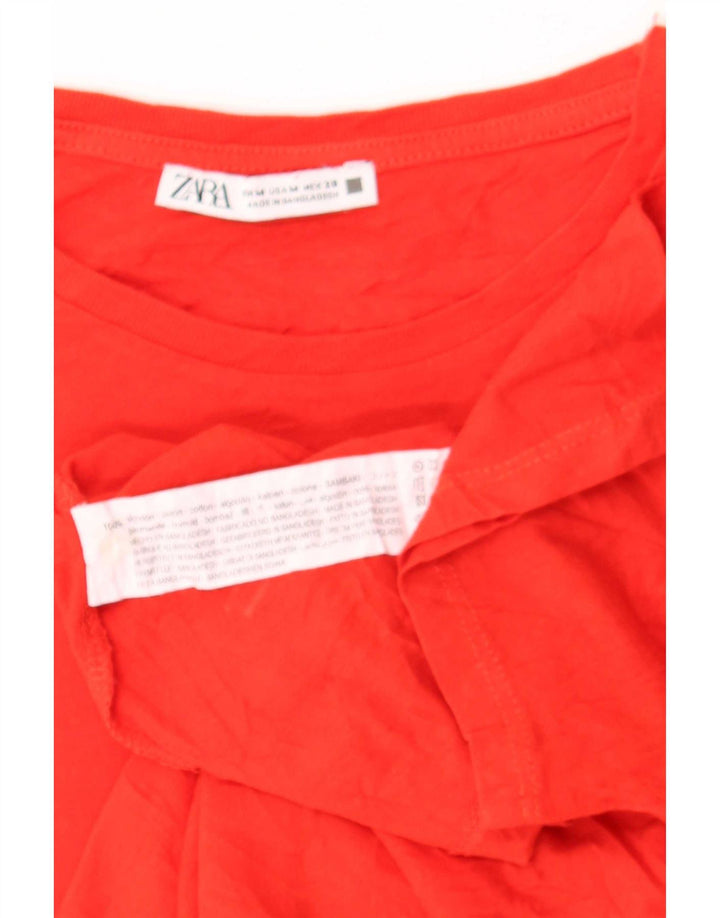 T-shirt damski Zara Top UK 14, średni czerwony, bawełniany