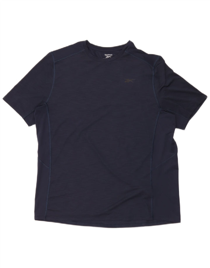T-shirt męski Reebok, duży, granatowy, poliester