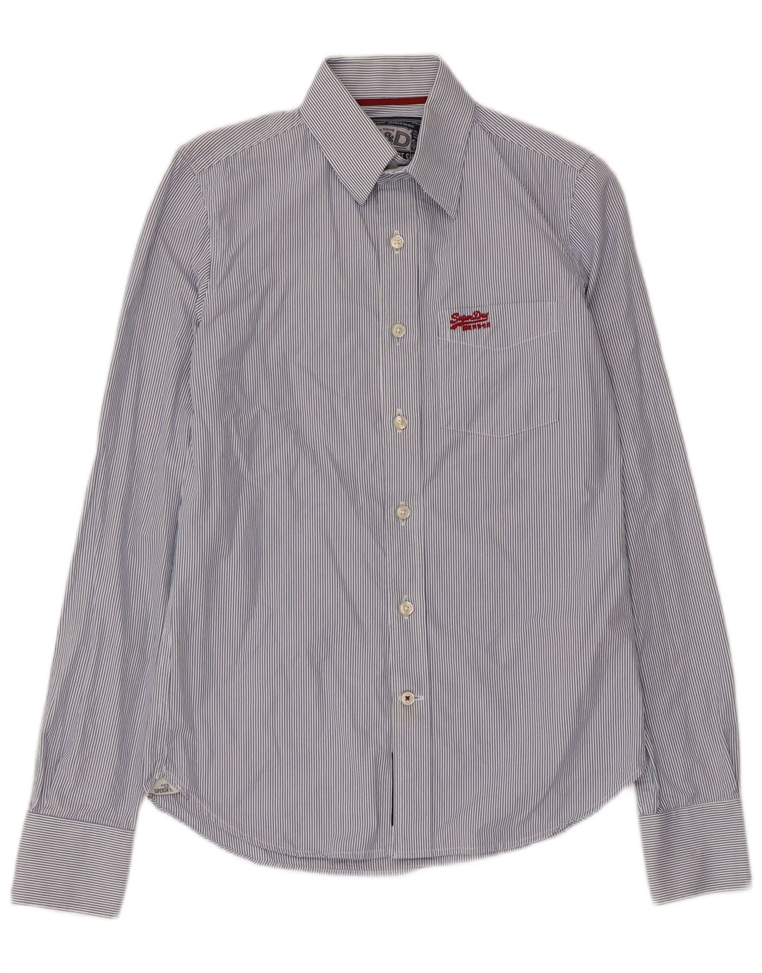 Koszula męska Superdry, mała, niebieska, bawełniana w prążki
