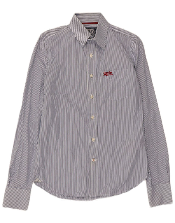 Koszula męska Superdry, mała, niebieska, bawełniana w prążki