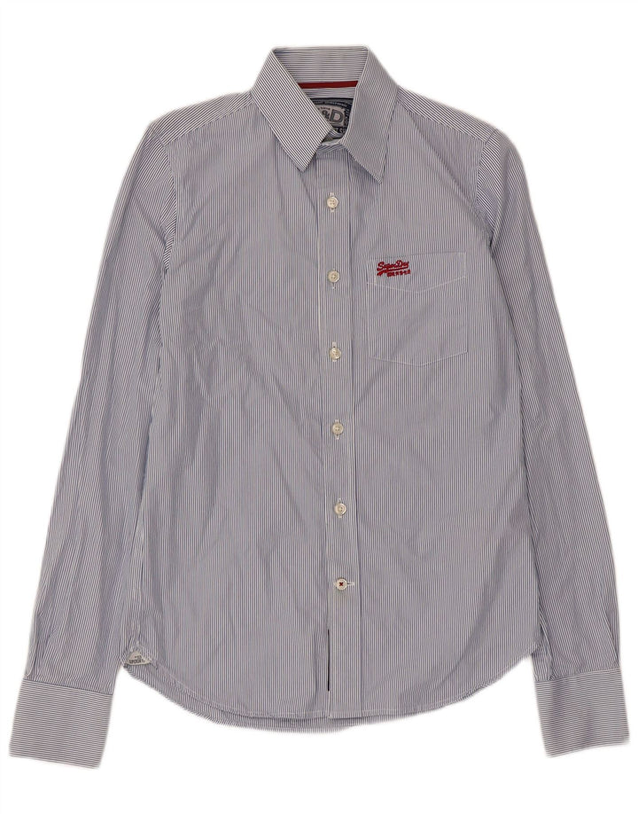 Koszula męska Superdry, mała, niebieska, bawełniana w prążki