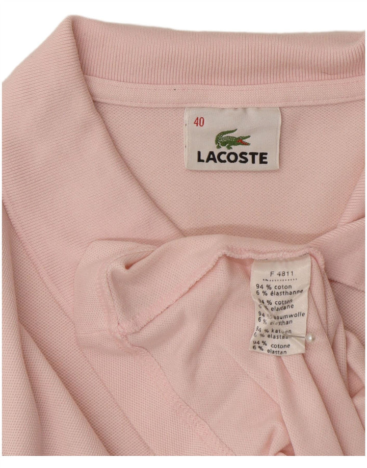 Damska koszulka polo Lacoste z długim rękawem, rozmiar 40, średnia różowa bawełna