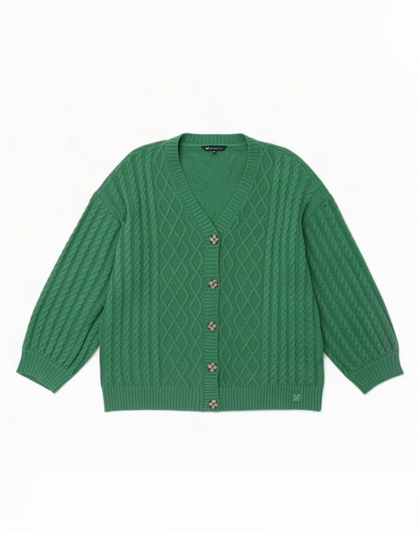 Crew Clothing Damski sweter oversize UK 18 XL, zielony, bawełniany