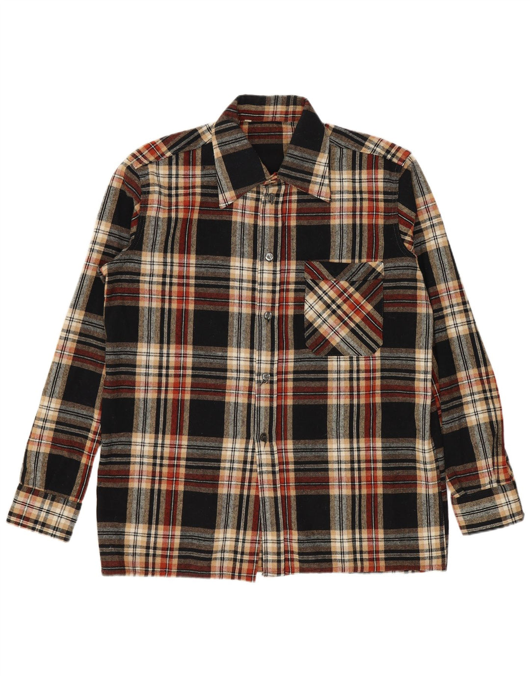 Męska koszula flanelowa w stylu vintage, rozmiar 39, średnia, wielobarwna kratka, poliakryl