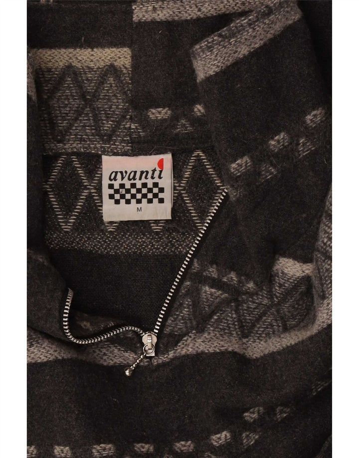 Męski sweter oversize Avanti z zamkiem błyskawicznym, średnioszary, geometryczny