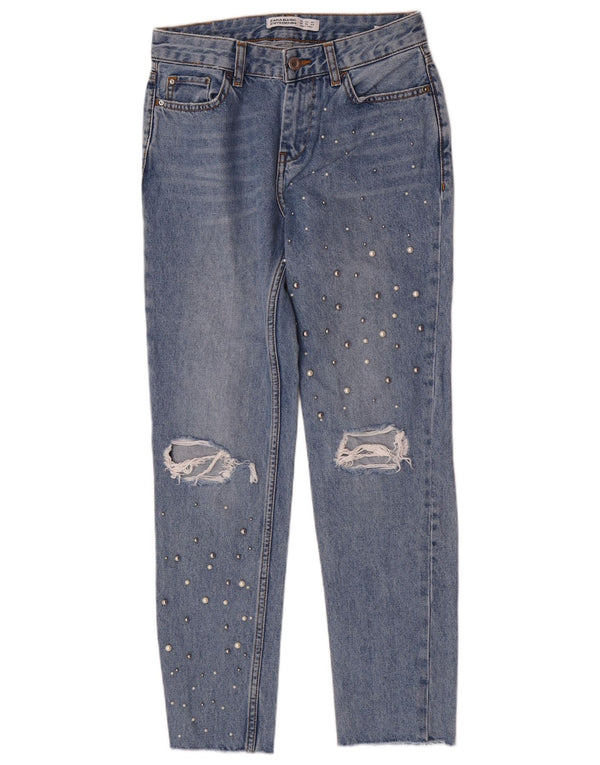Damskie jeansy Zara w trudnej sytuacji EU 34 2XS W24 L27 Niebieskie bawełniane