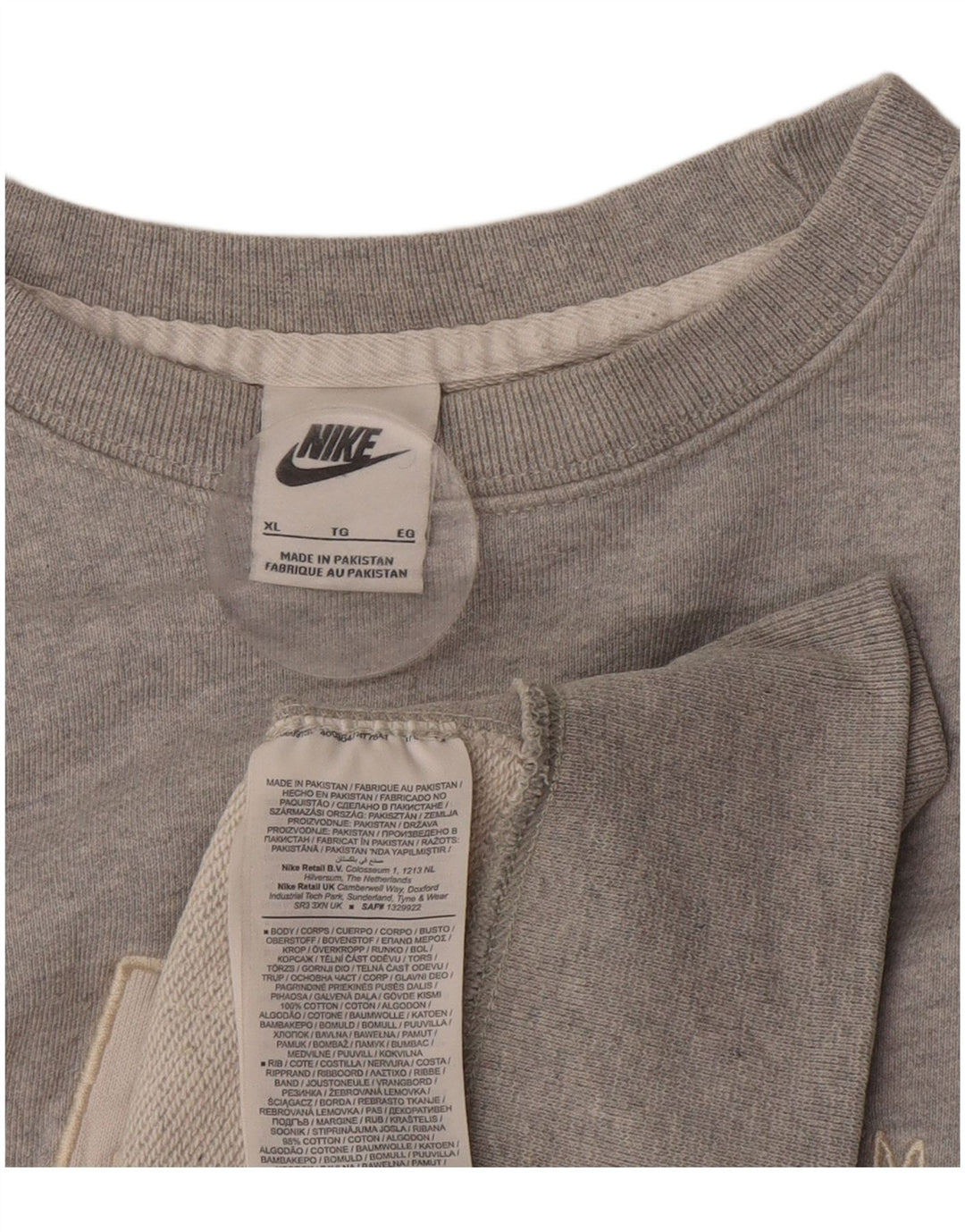 Męski sweter z grafiką Nike XL, szary, bawełniany