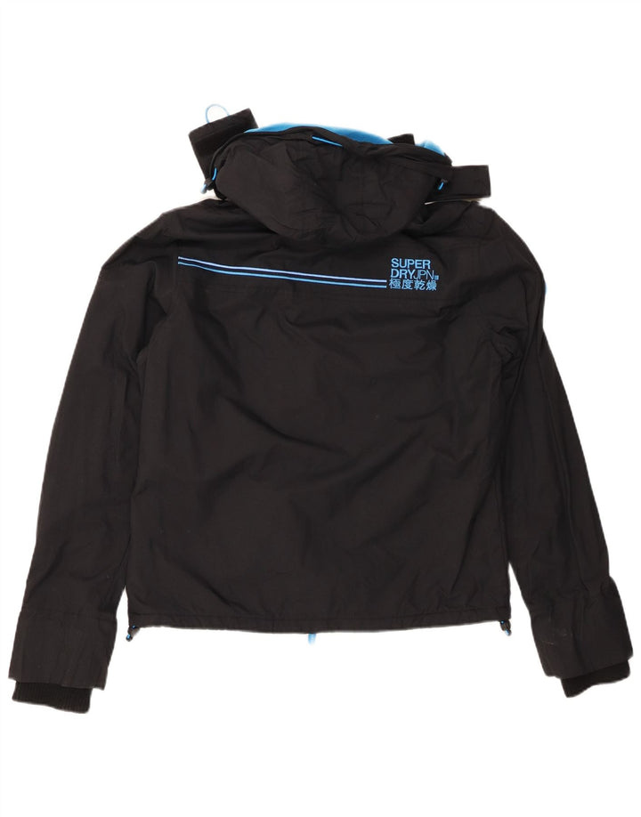 Damska kurtka wiatrówka SUPERDRY z kapturem UK 12, średni czarny nylon