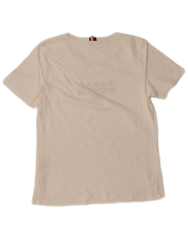 Tommy Hilfiger Womens Graphic T-Shirt Top UK 12 Medium White Cotton