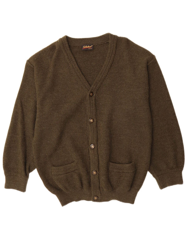 Vintage męski sweter kardigan IT 50 Medium Khaki, nowa wełna