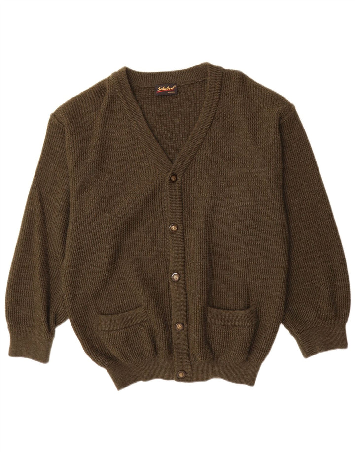 Vintage męski sweter kardigan IT 50 Medium Khaki, nowa wełna