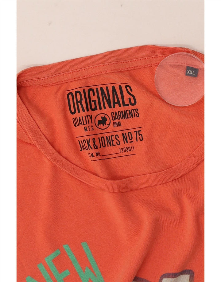 Męski T-shirt z grafiką Jack & Jones, 2XL, pomarańczowy