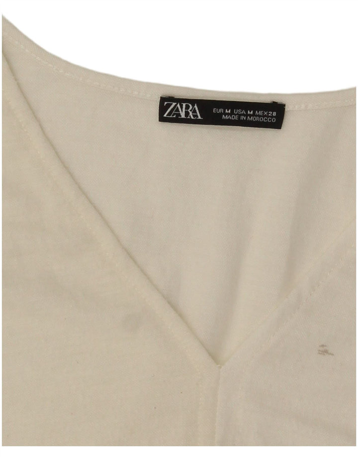 Damska bluzka oversize Zara Crop Top UK 14 Medium Off White