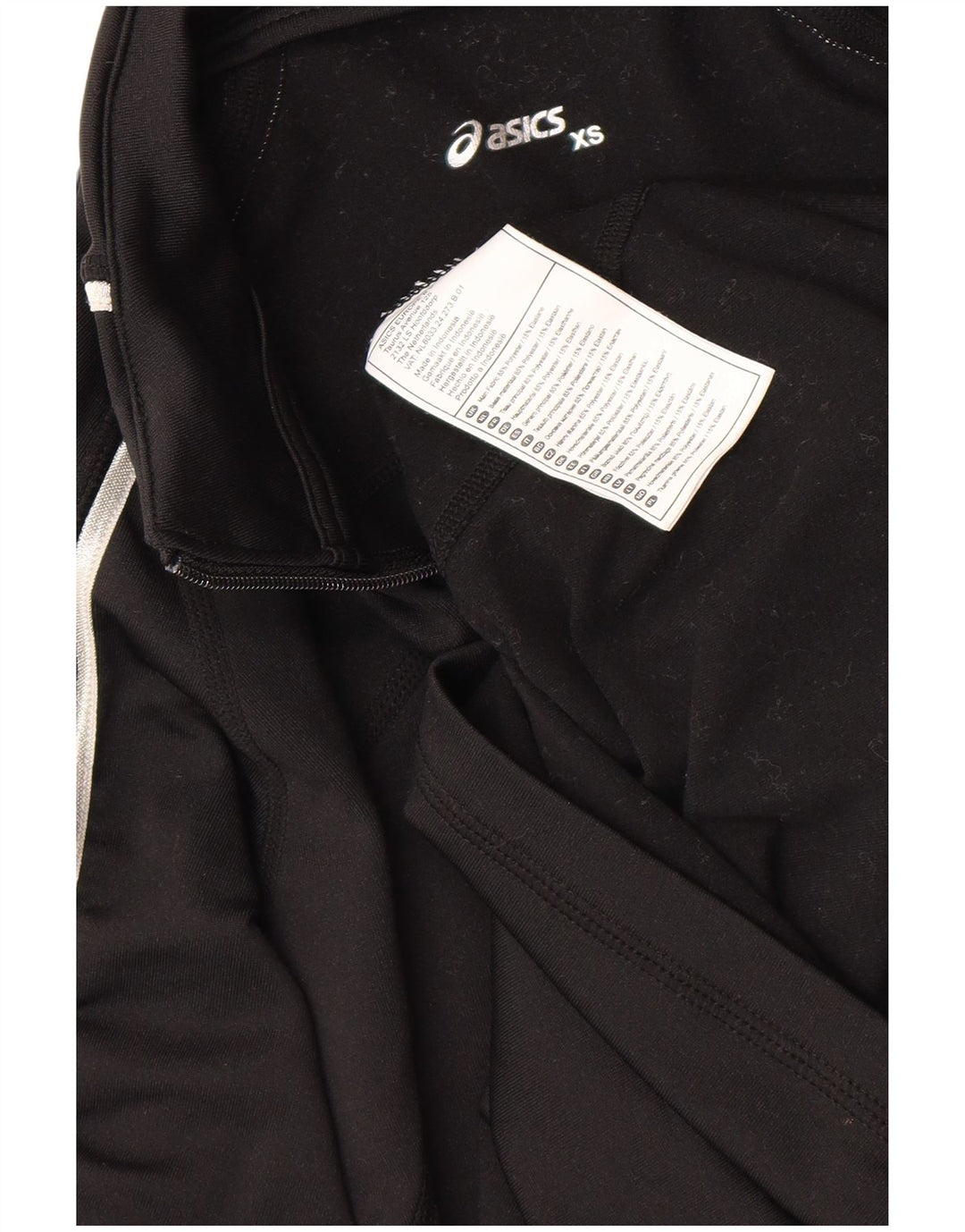 ASICS Womens Zip Neck Pullover Tracksuit Top UK 6 XS Black Polyester