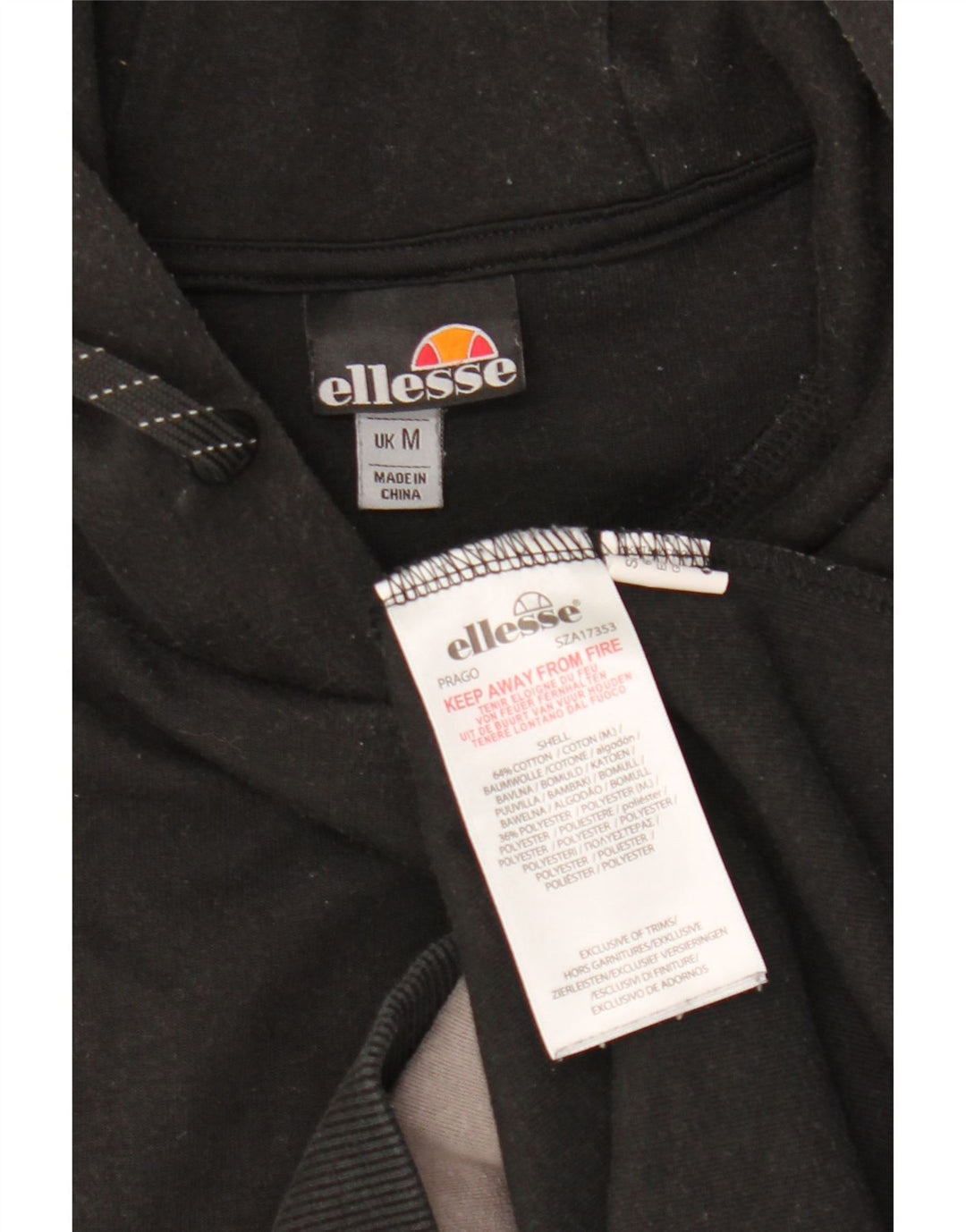 Męski sweter z kapturem Ellesse, bawełniany, średniej wielkości, w kolorze czarnym
