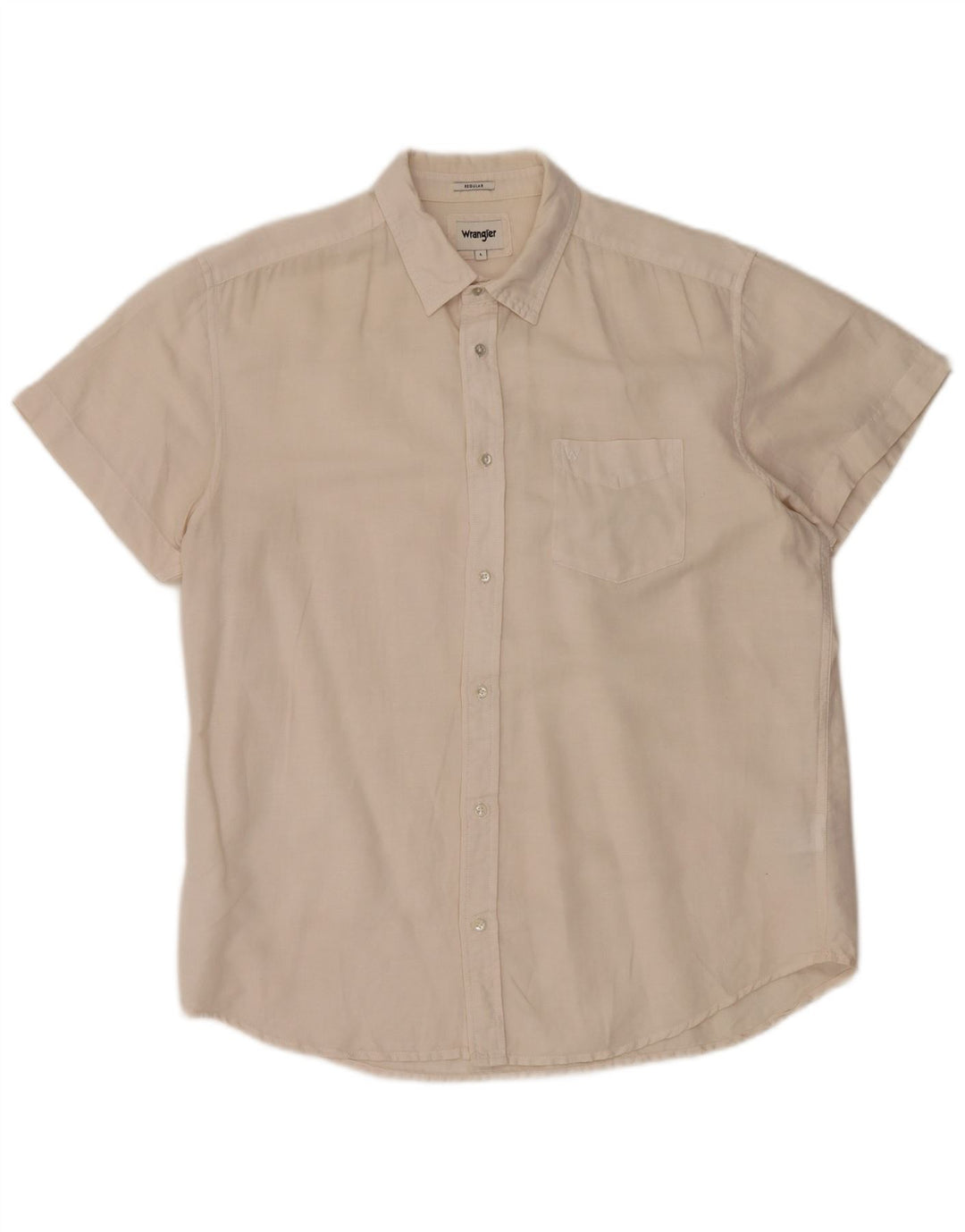 Męska koszula z krótkim rękawem Wrangler o regularnym kroju, duża, lniana w kolorze złamanej bieli