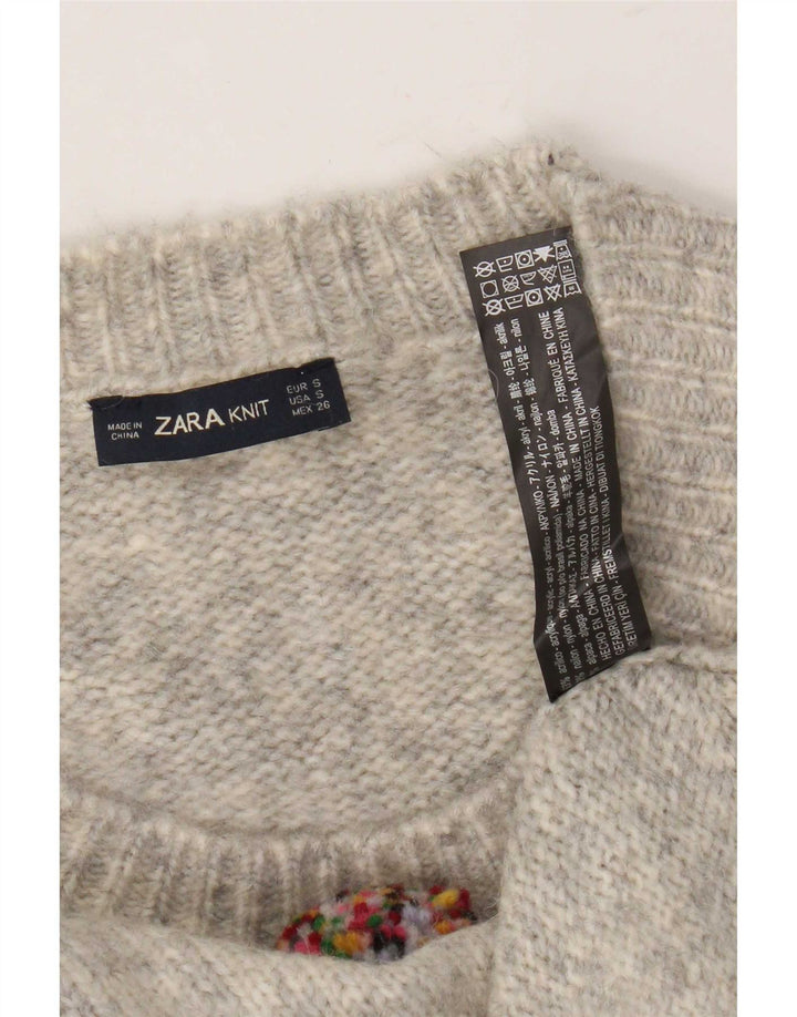 Damski sweter oversize z okrągłym dekoltem Zara UK 10 Small Grey Flecked