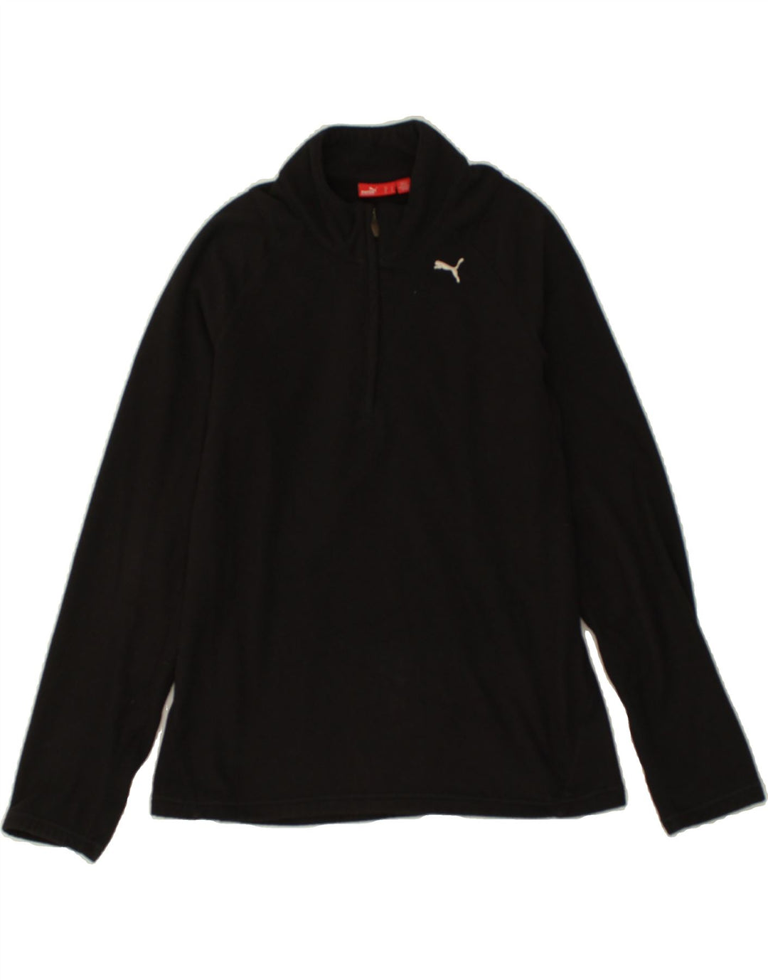 PUMA Womens Zip Neck Fleece Jumper UK 10 Small Black Polyester Vintage Puma and Second-Hand Puma from Messina Hembry 